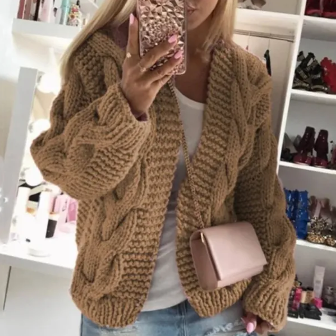 Chaquetón de punto suave para mujer