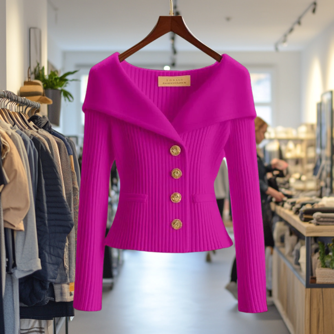 Jersey Mujer Canalé Elegante Botones