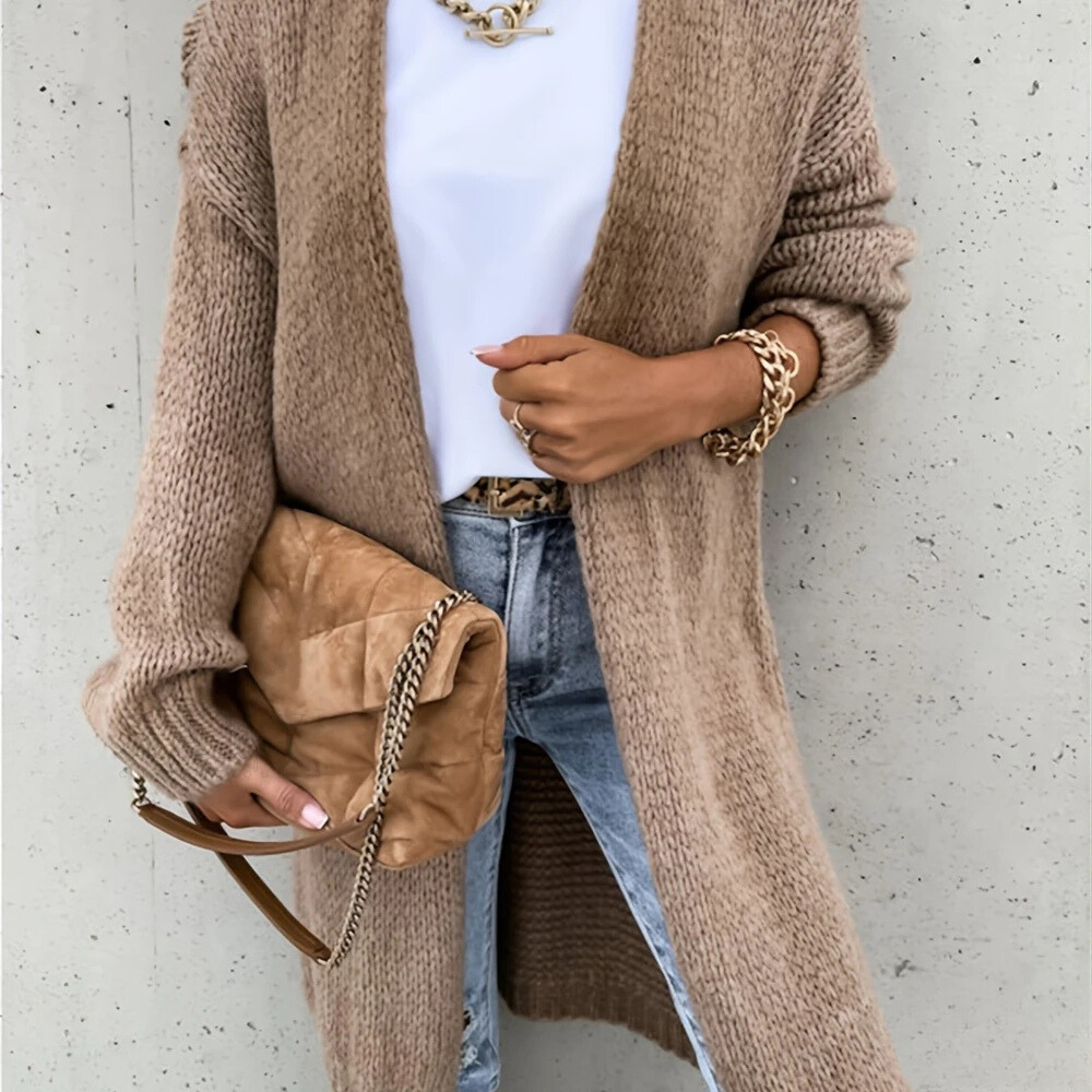 Cárdigan Mujer Abierto Cuello Ancho Elegante