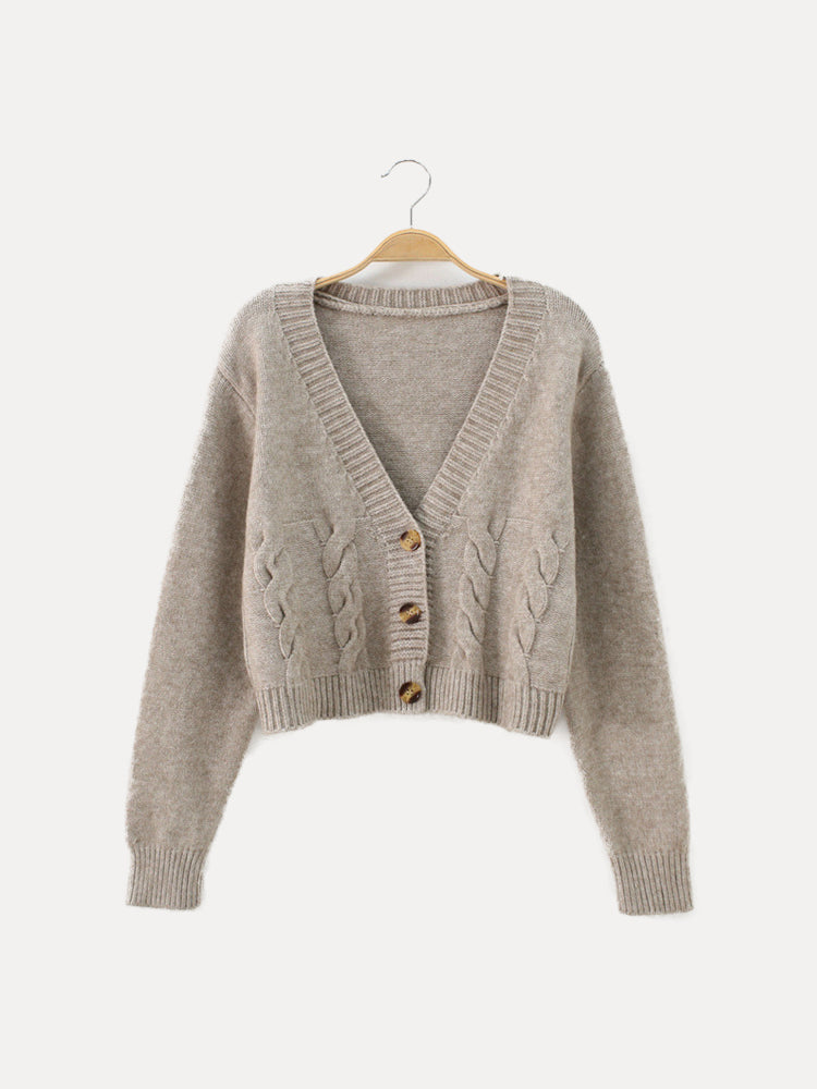 Cárdigan Corto Invierno Mujer Botones Cálido