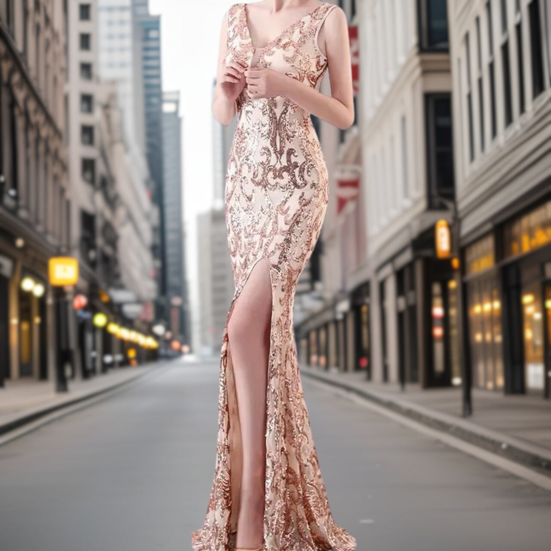 Vestido de Noche Elegante de Encaje Sirena