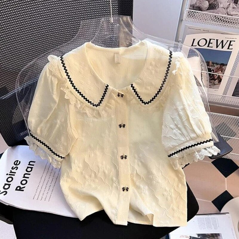 Camisa blanca cuello redondo clásica - Vestiria