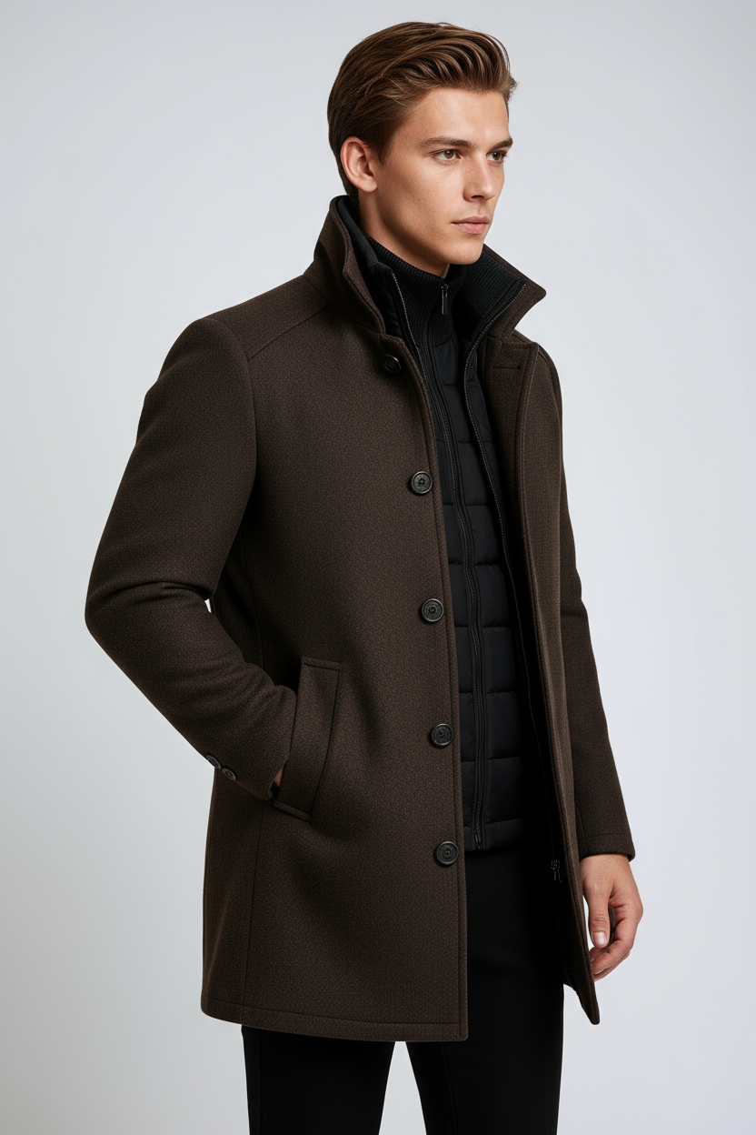Chaqueta Invierno Hombre Cuello Alto Abierto