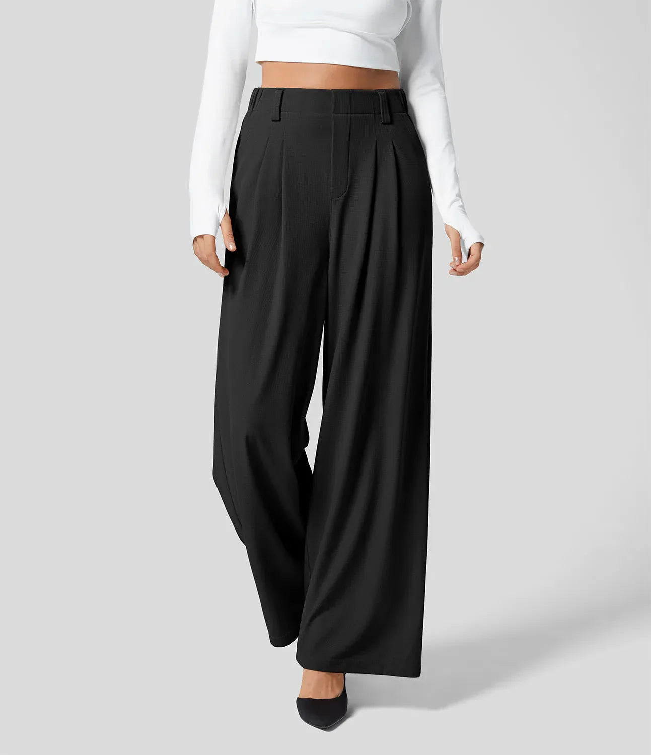 Pantalón Mujer Alto Cintura Ancha Elegante