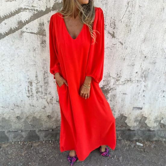Vestido Largo Elegante con Mangas Rizadas