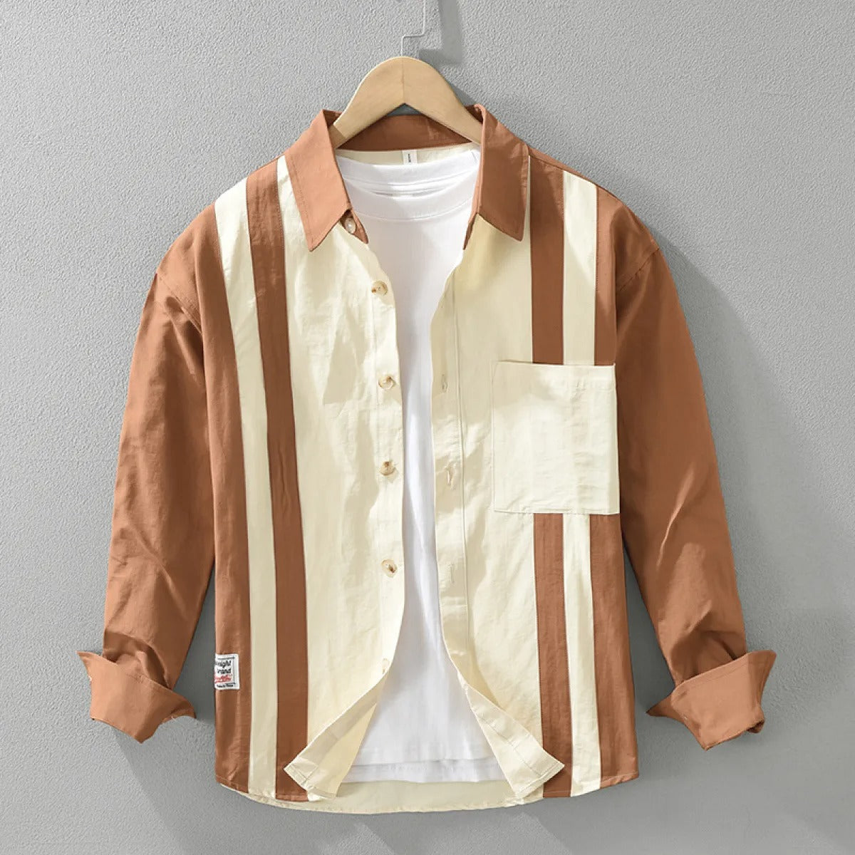 Camisa Hombre Algodón Estampado Clásico Relajado