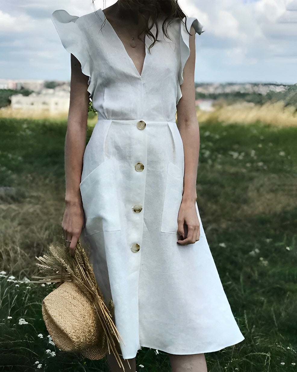 Vestido Boho con Mangas de Encaje - Vestiria