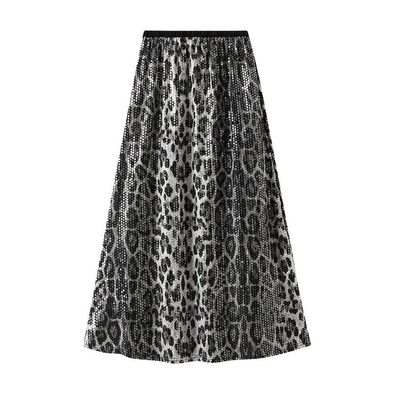 Falda Mujer Estampado Leopardo Brillante