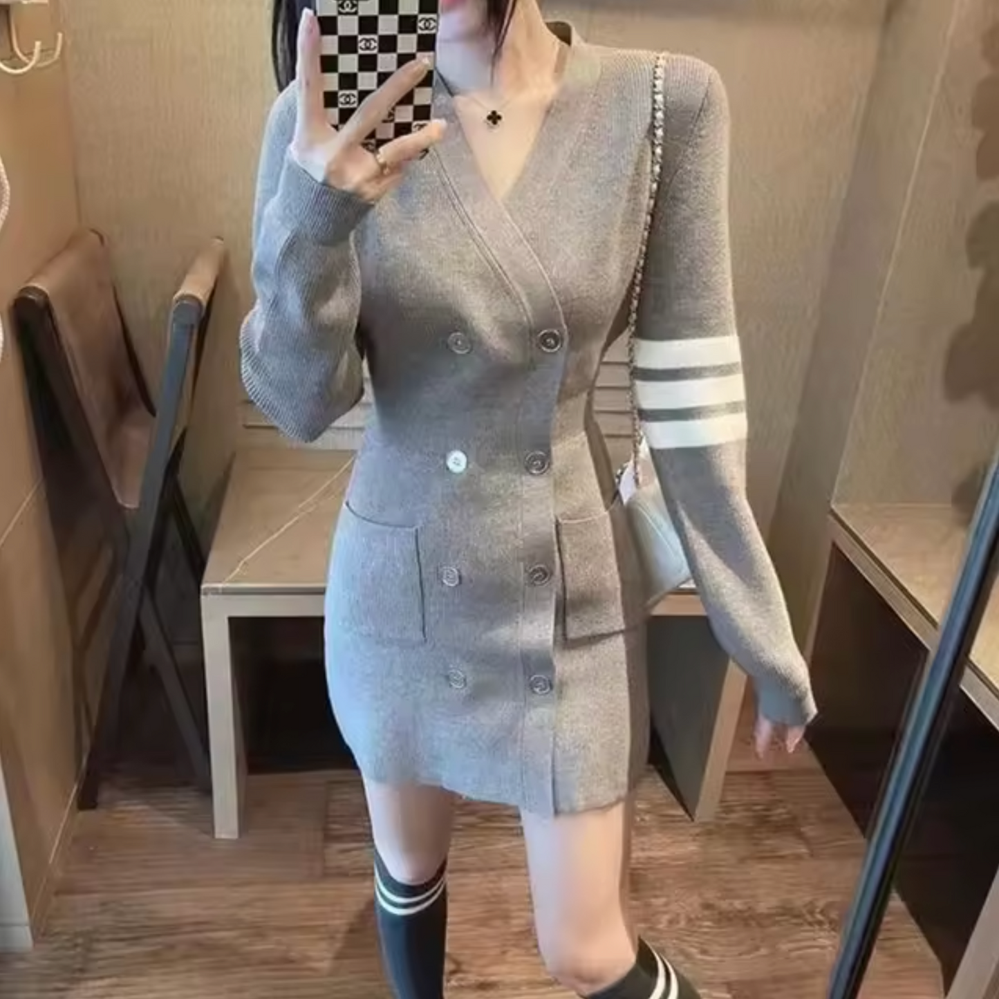Vestido Corto Punto Mujer Elegante