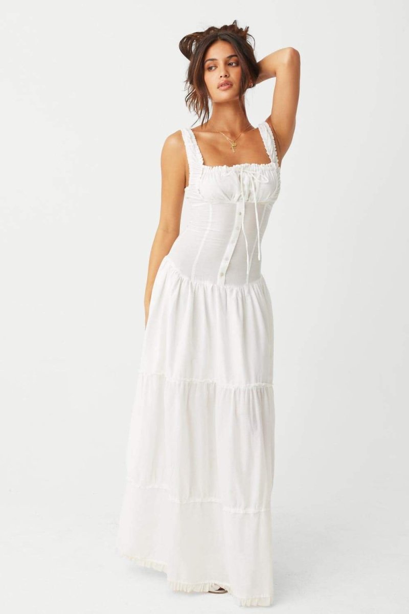 Vestido Maxi Floral Ligero con Encaje - Vestiria