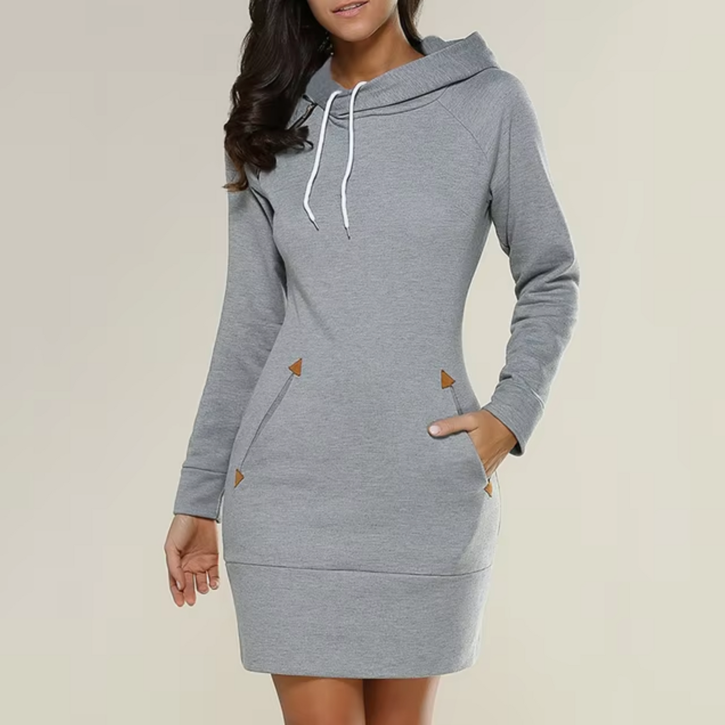 Vestido Suéter Con Capucha Cálido