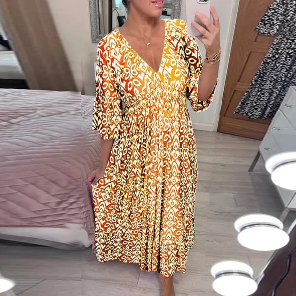 Vestido Florado Cuello en V Elegante