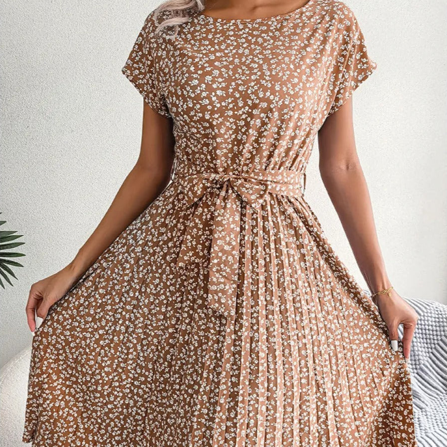 Vestido Mujer Florado Falda Midi Estilo Chic