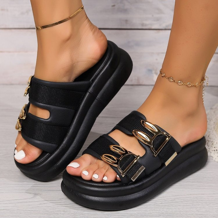 Sandalias Mujer Plataforma Acolchada Diseño Brillante