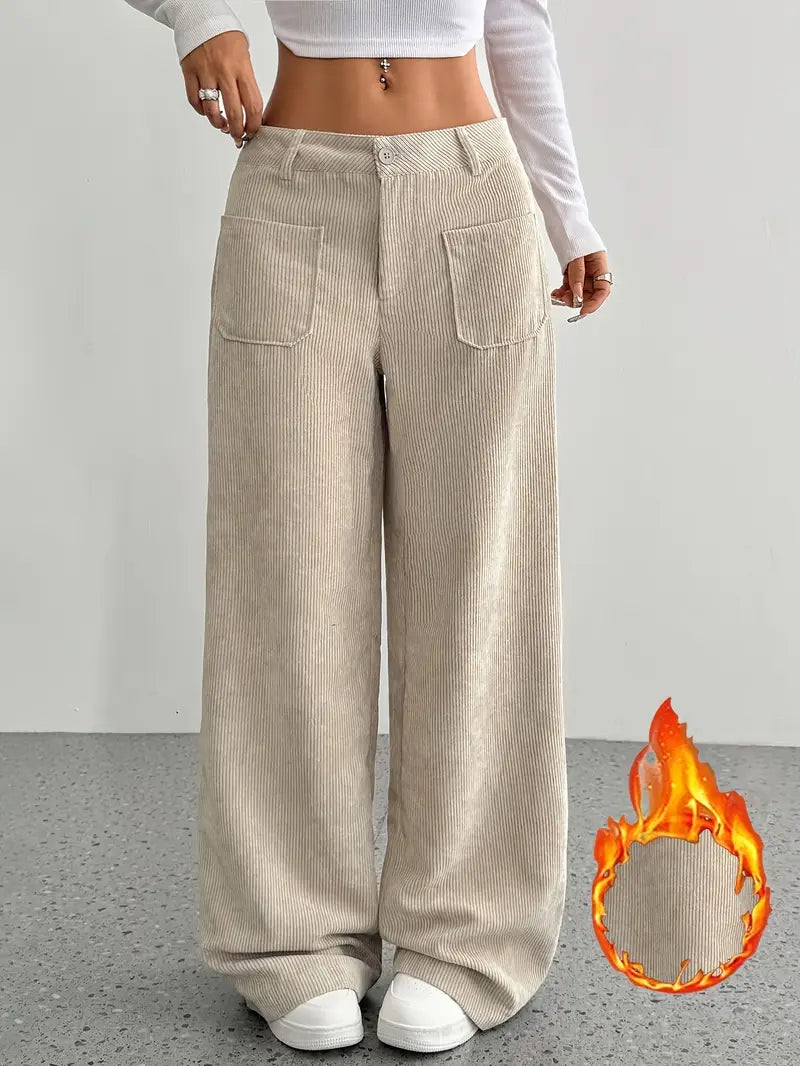 Pantalón Felpa Ancho y Cálido - Vestiria