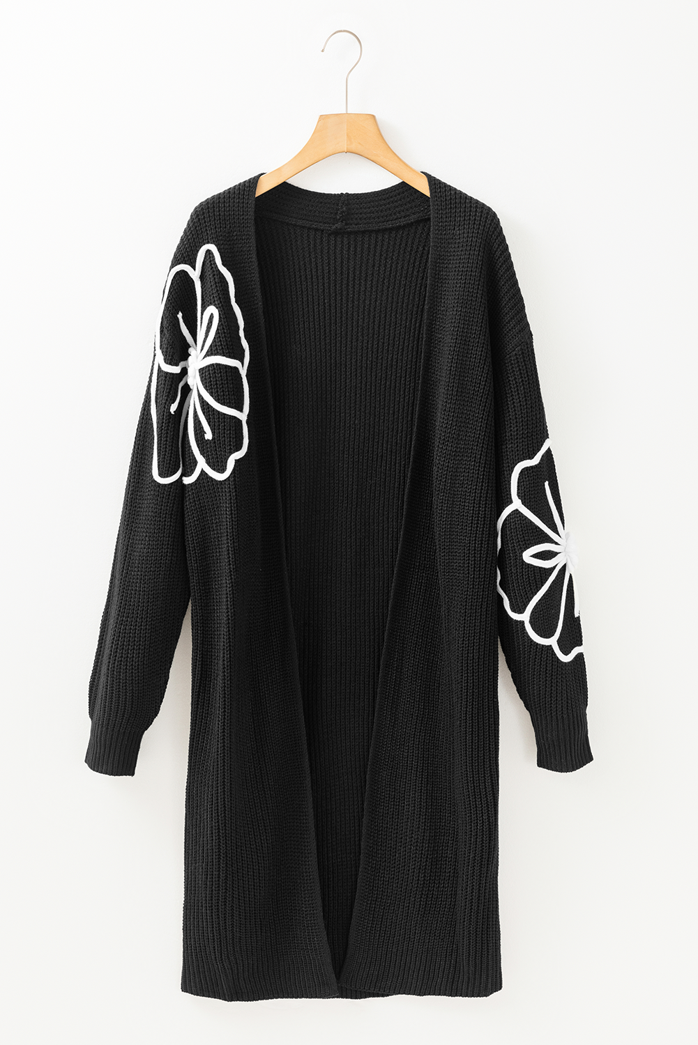 Cardigan Floral Bordado Capa Abierta Elegante