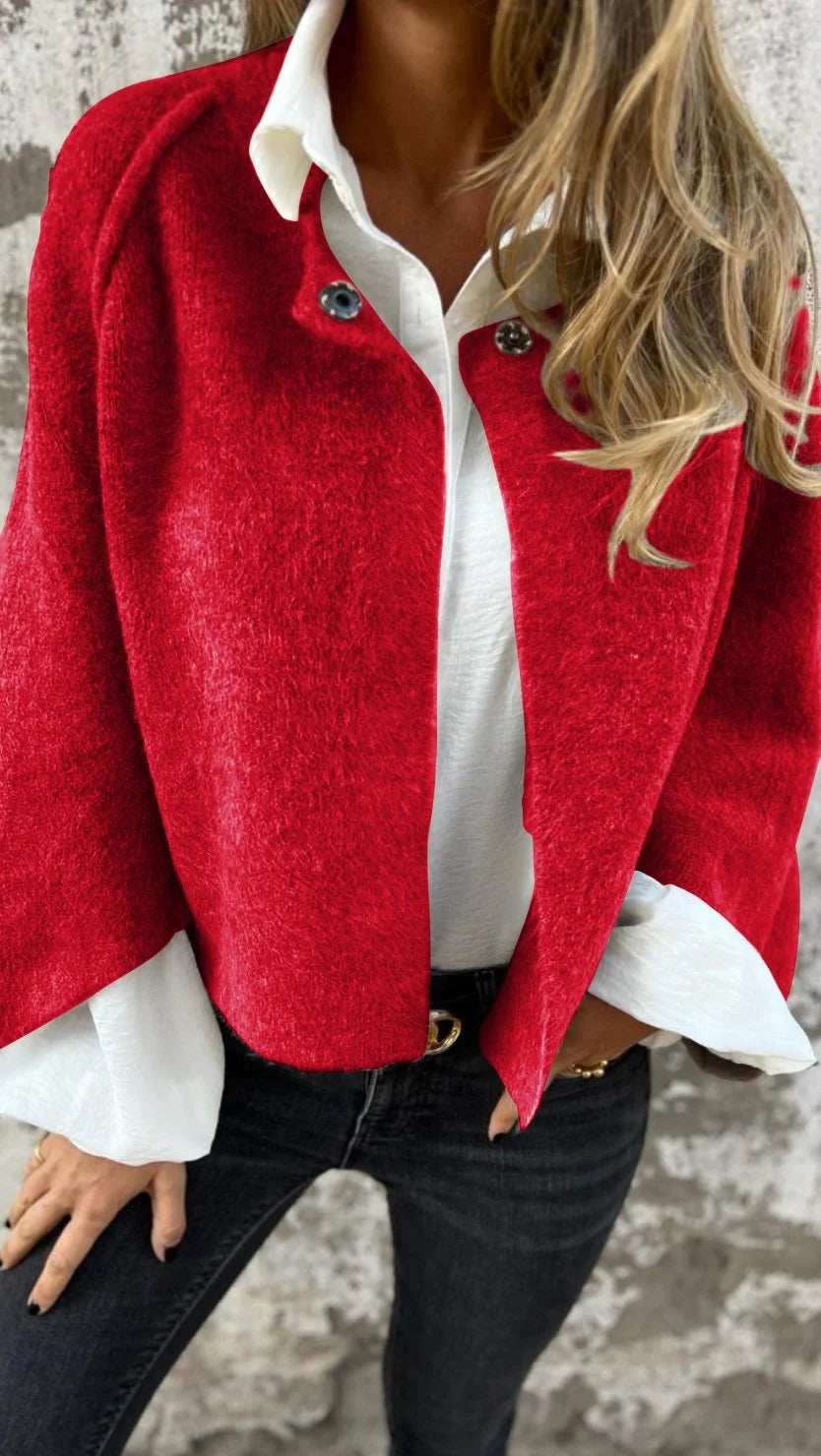 Chaquetón Mujer Lana Cuello Redondo