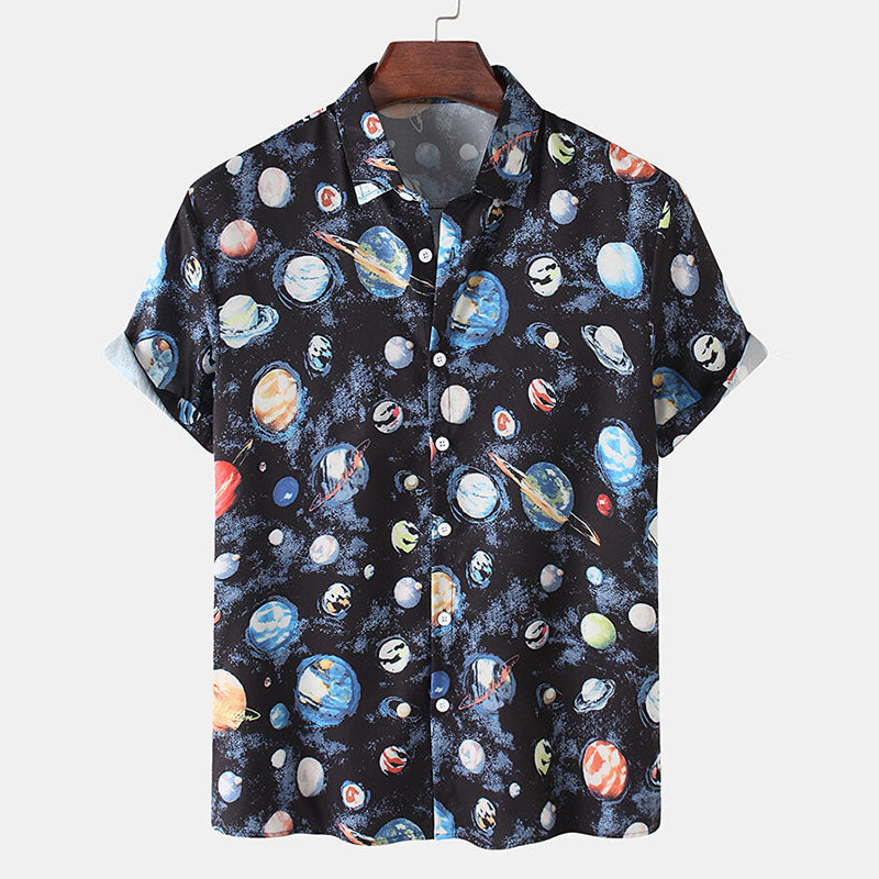 Camisa Hombre Estampado Retro Clásica - Vestiria