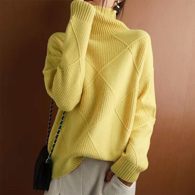 Sudadera gruesa cuello alto mujer