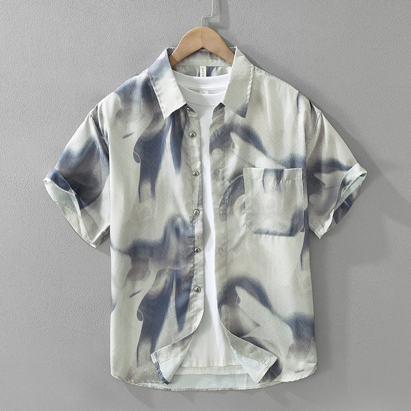 Camisa Hombre Estampado Geométrico Corte Clásico