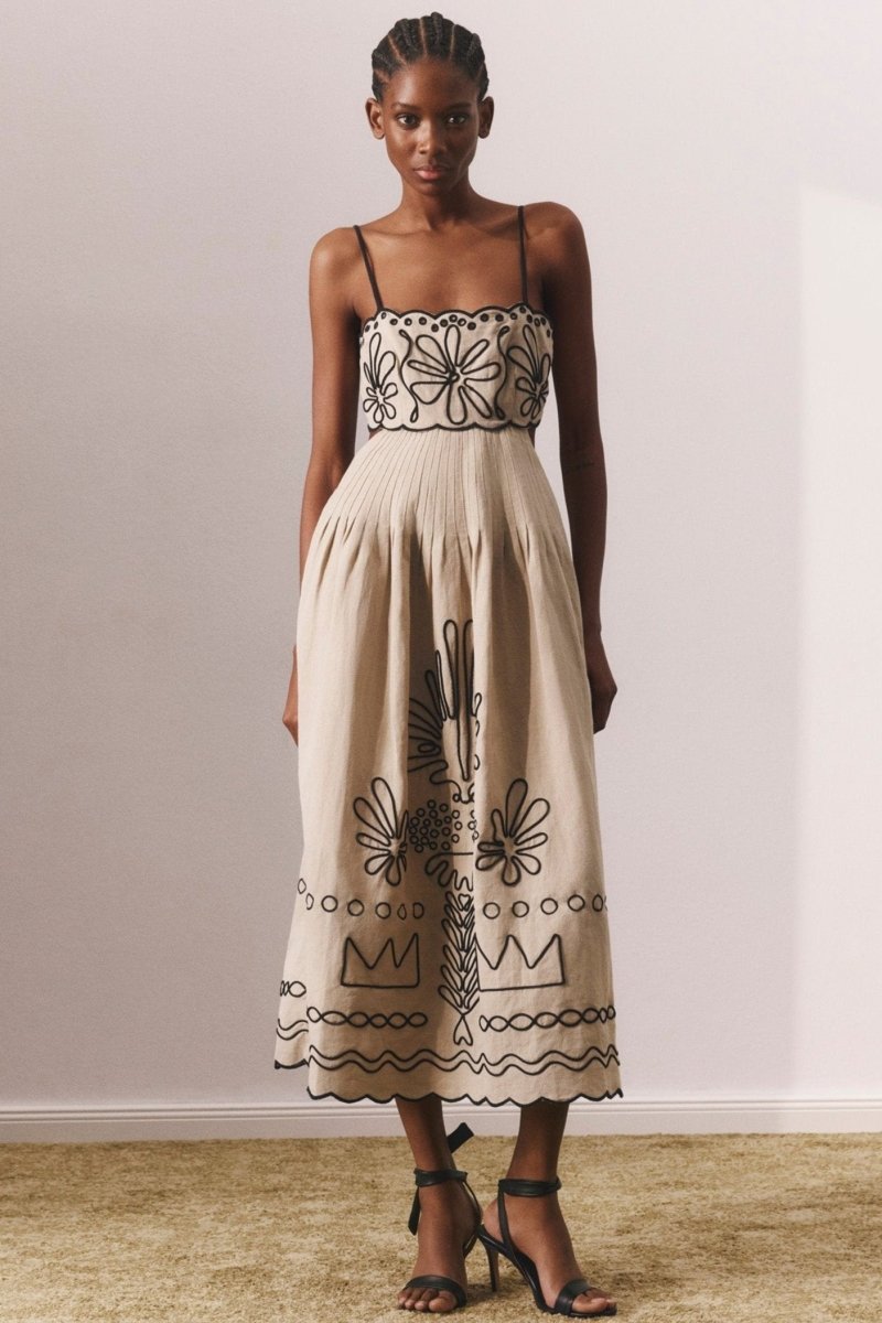 Vestido Midi Algodón Floral Elegante - Vestiria