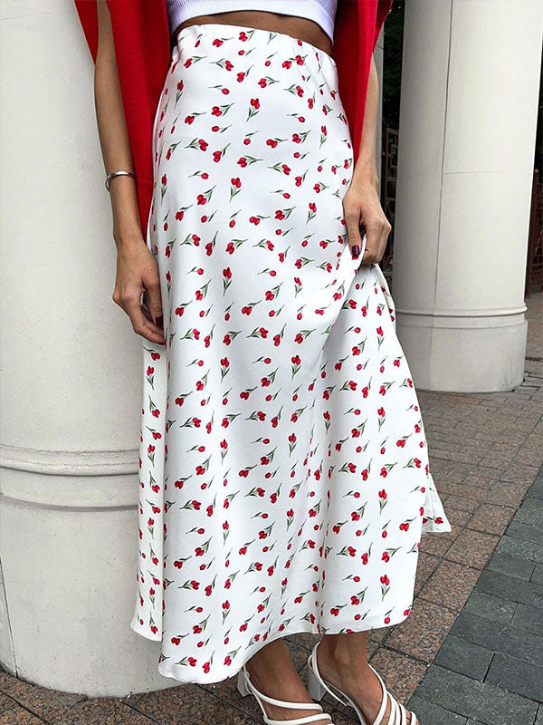 Falda de Talle Alto con Estampado Floral Elegante - Vestiria