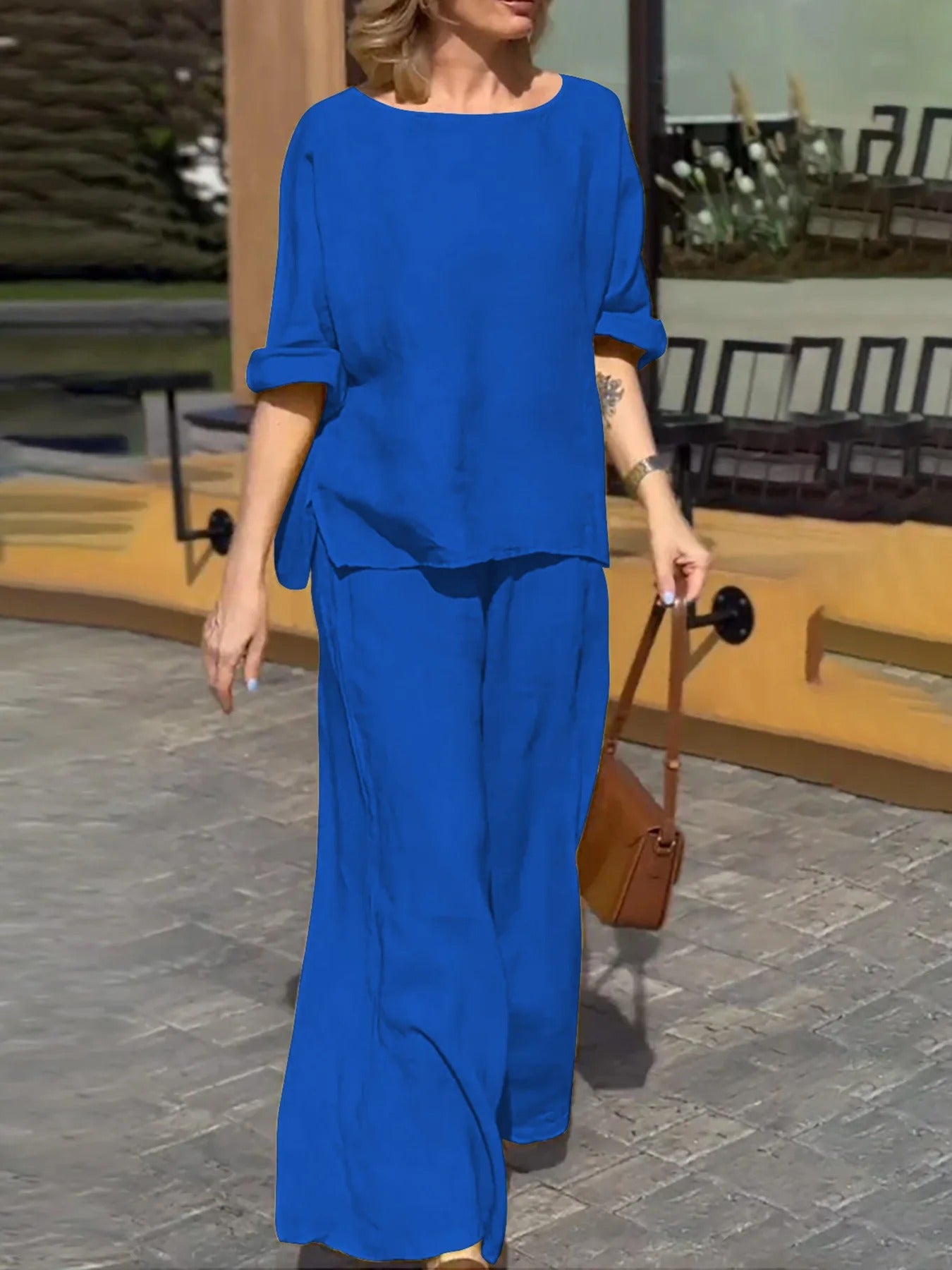Conjunto Casual Blusa Amplia Pantalones Cómodos