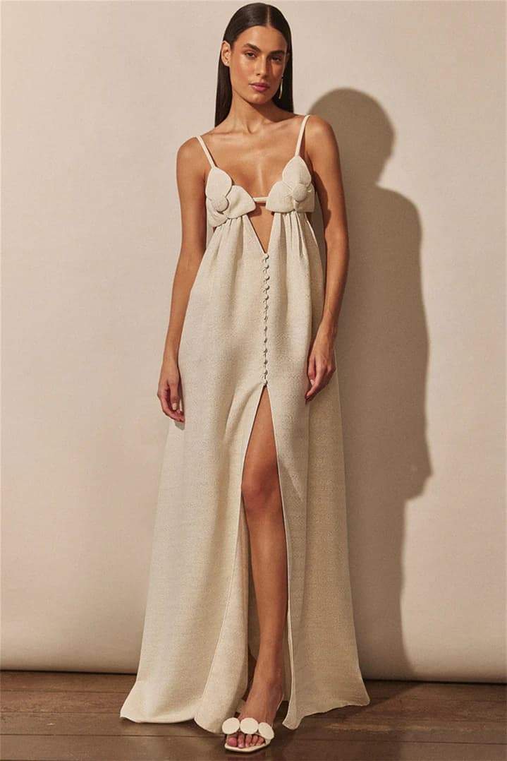 Vestido Maxi Floral Elegante con Escote en V - Vestiria