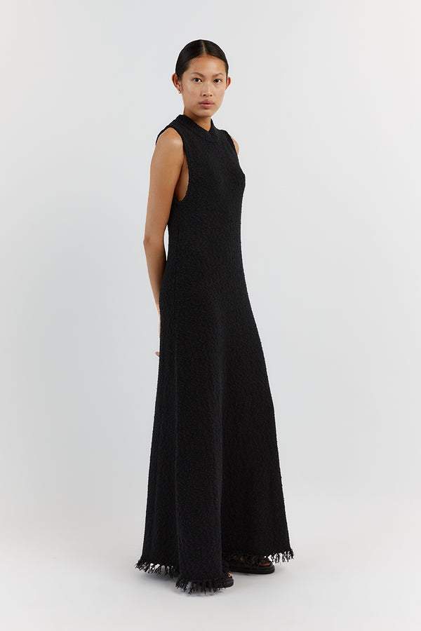 Vestido Maxi de Punto con Borlas Feminino