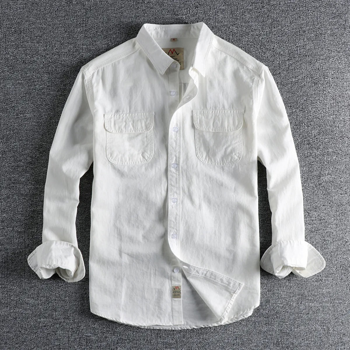 Camisa hombre cómoda cuello redondo con bolsillos