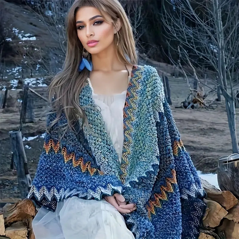 Poncho Punto Mujer con Estilo Bufanda