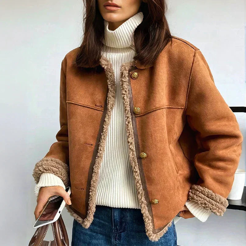 Chaqueta de Cuero Forro Polar Cálido - Vestiria