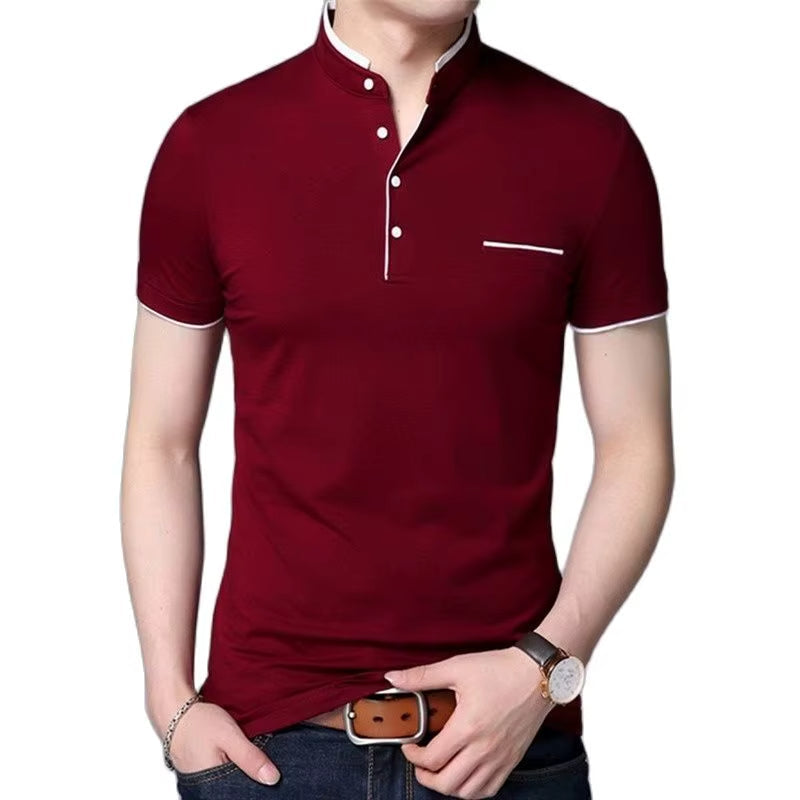 Polo Hombre Clásico Cuello Mao Diseño Contraste