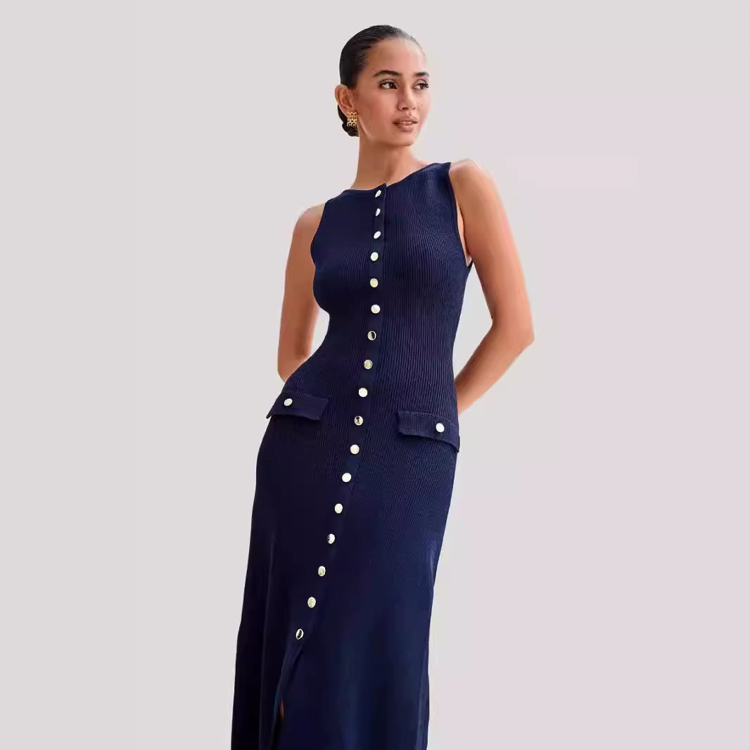 Vestido Elegante Mujer Sin Mangas