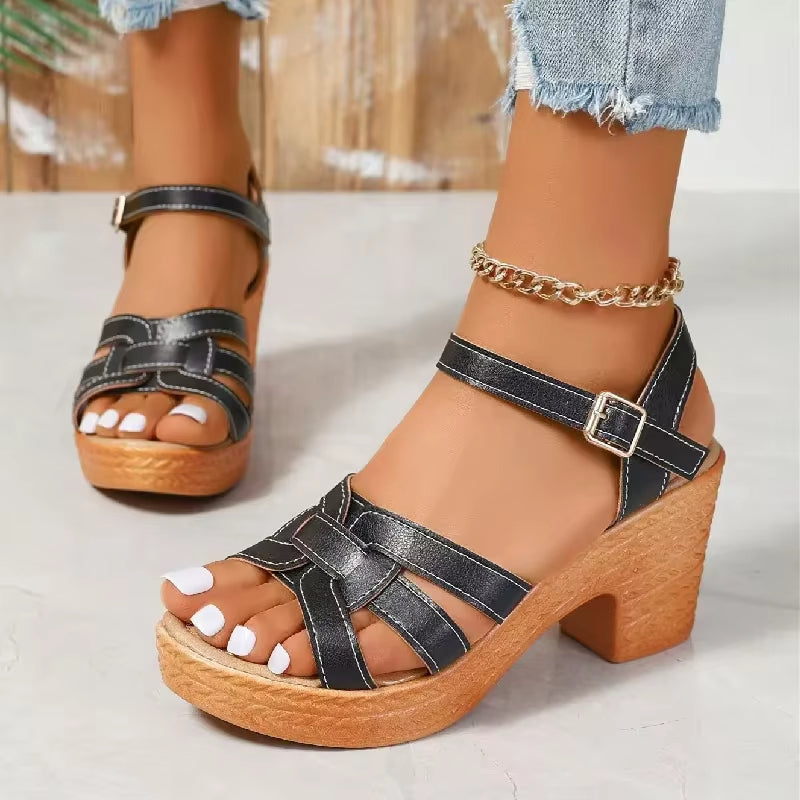 Sandalias Mujer Tacón Alto Correa Ajustable
