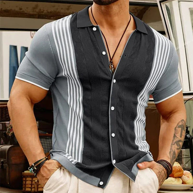Camisa Hombre Clásica Rayas Estilo Retró