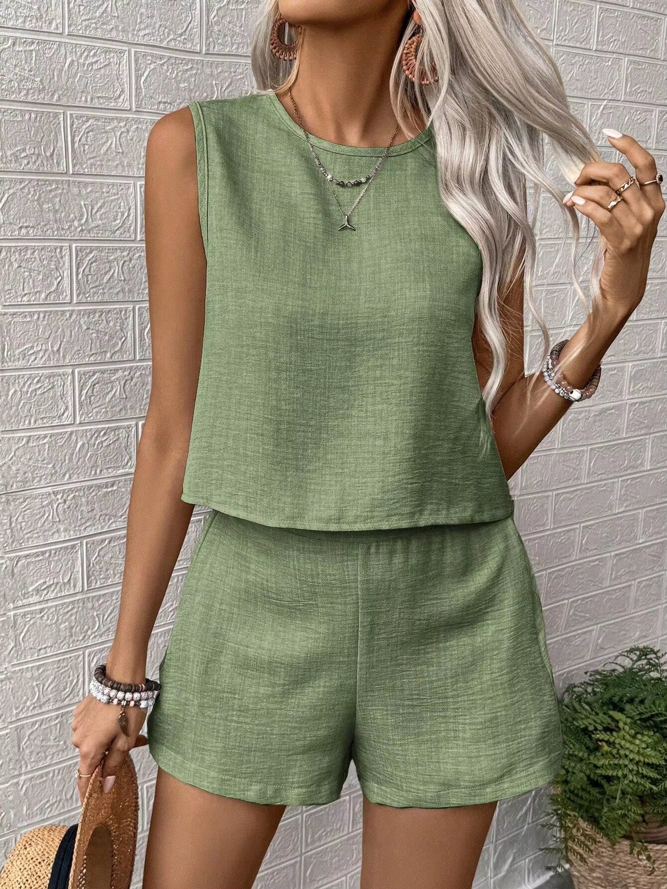 Traje de verano mujer liso y fresco
