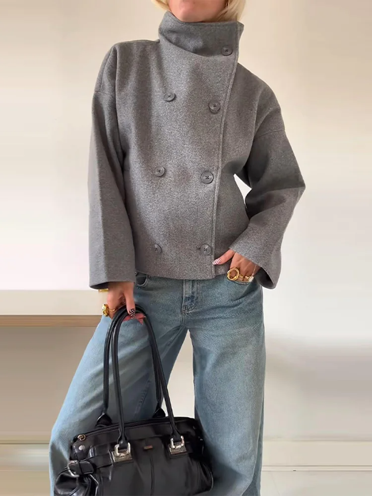 Chaquetón Mujer Lana Cuello Alto Abrigado