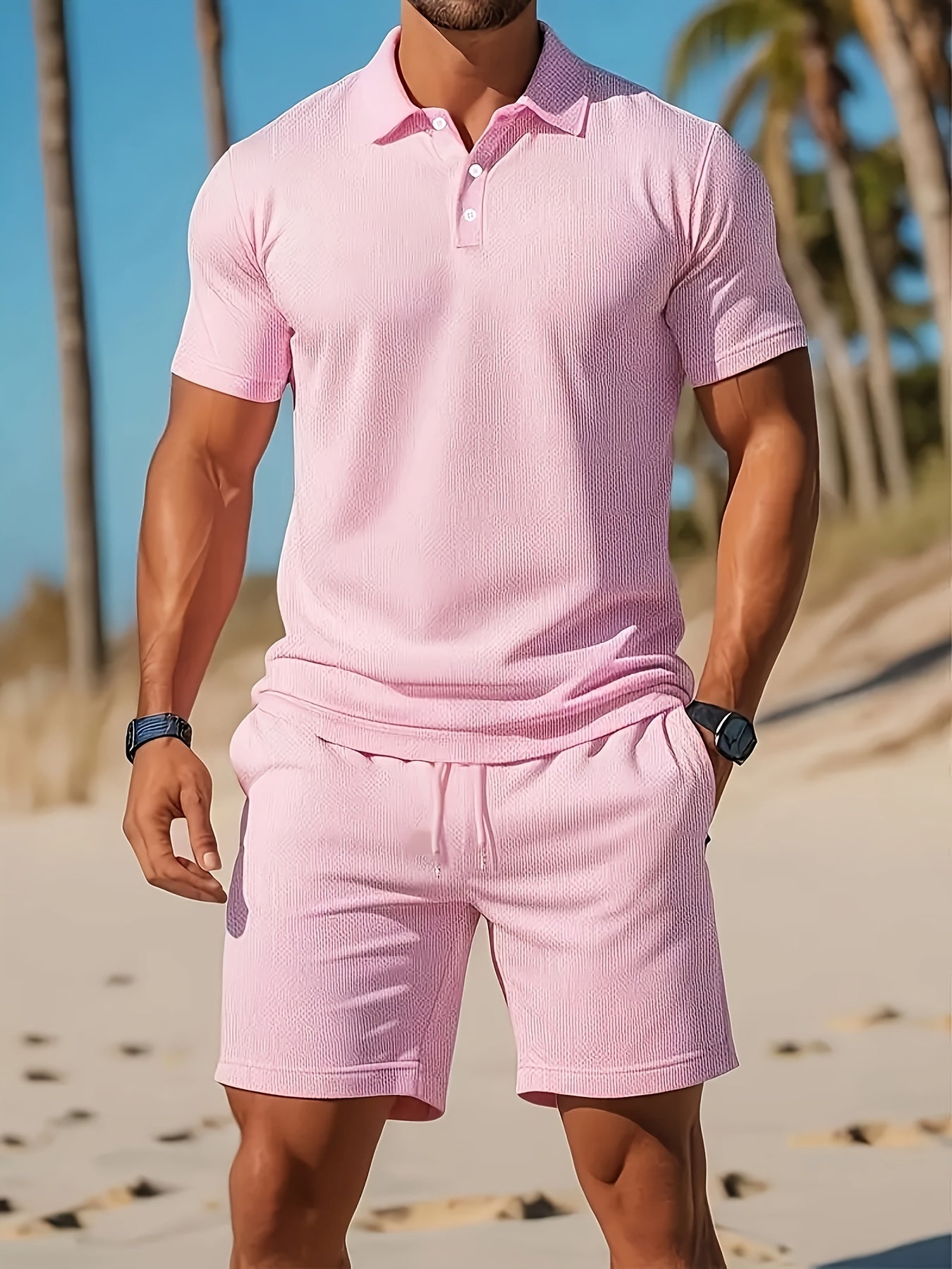 Traje de verano hombre polo y short coordinados