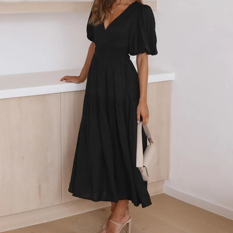 Vestido Elegante Escote V Mujer