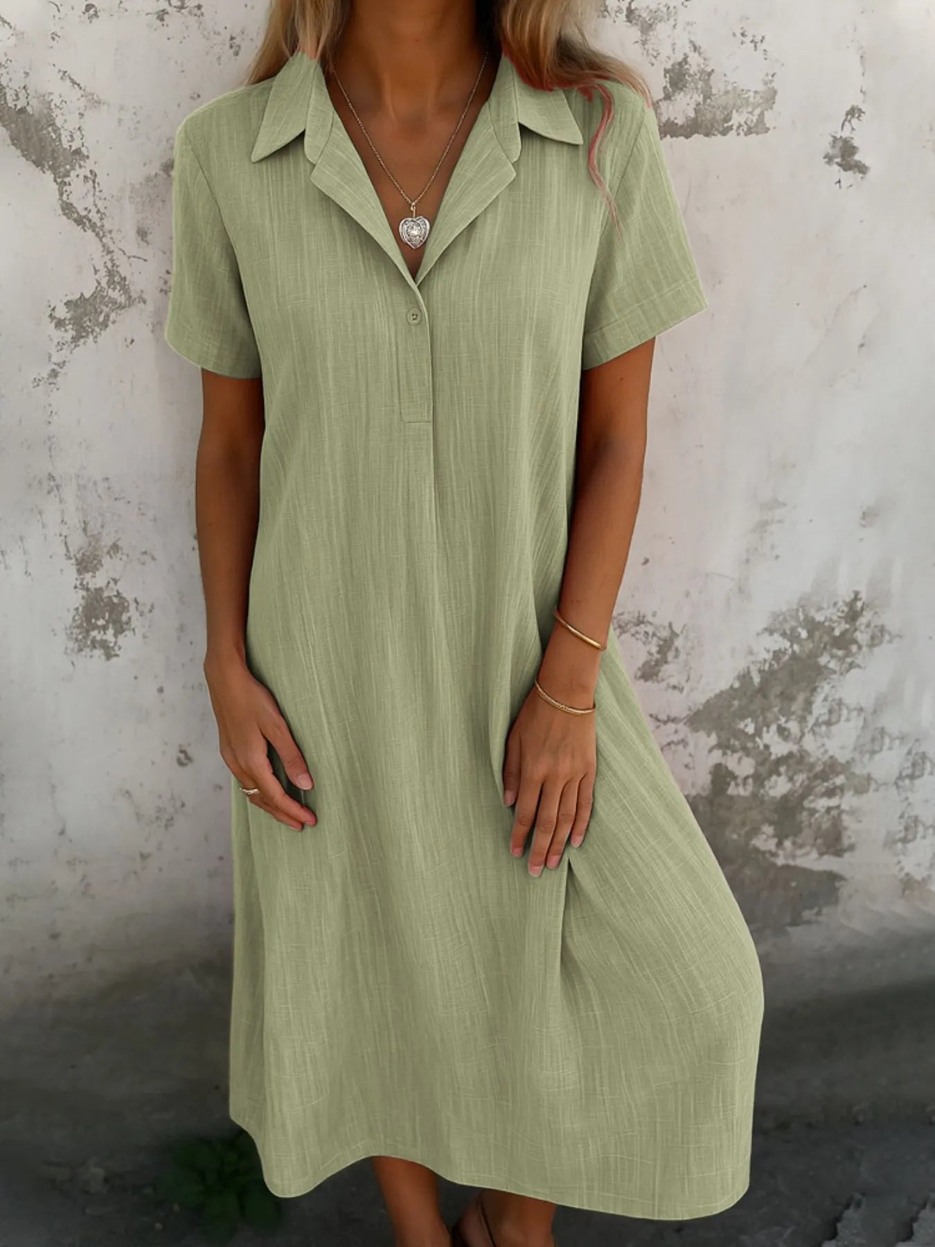 Vestido Largo Cómodo Manga Corta Casual