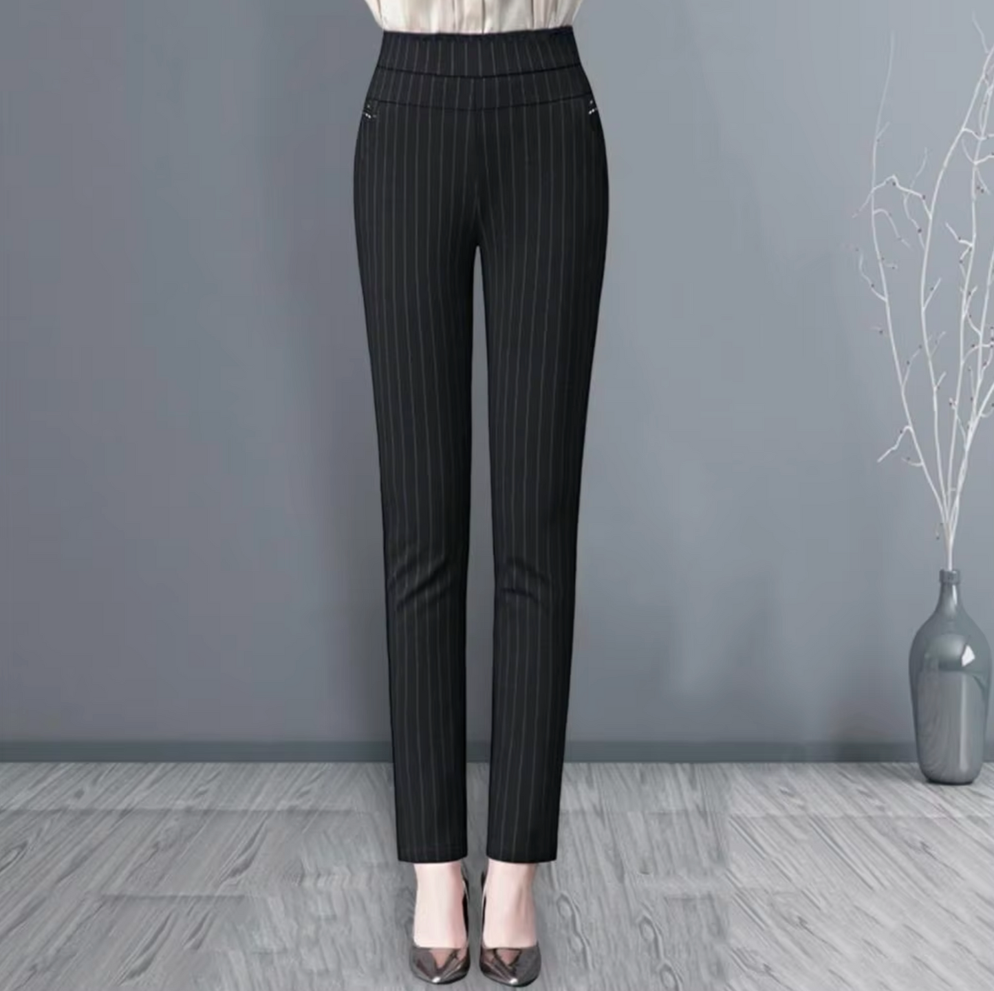 Pantalones Cómodos Cintura Alta Elásticos Mujer