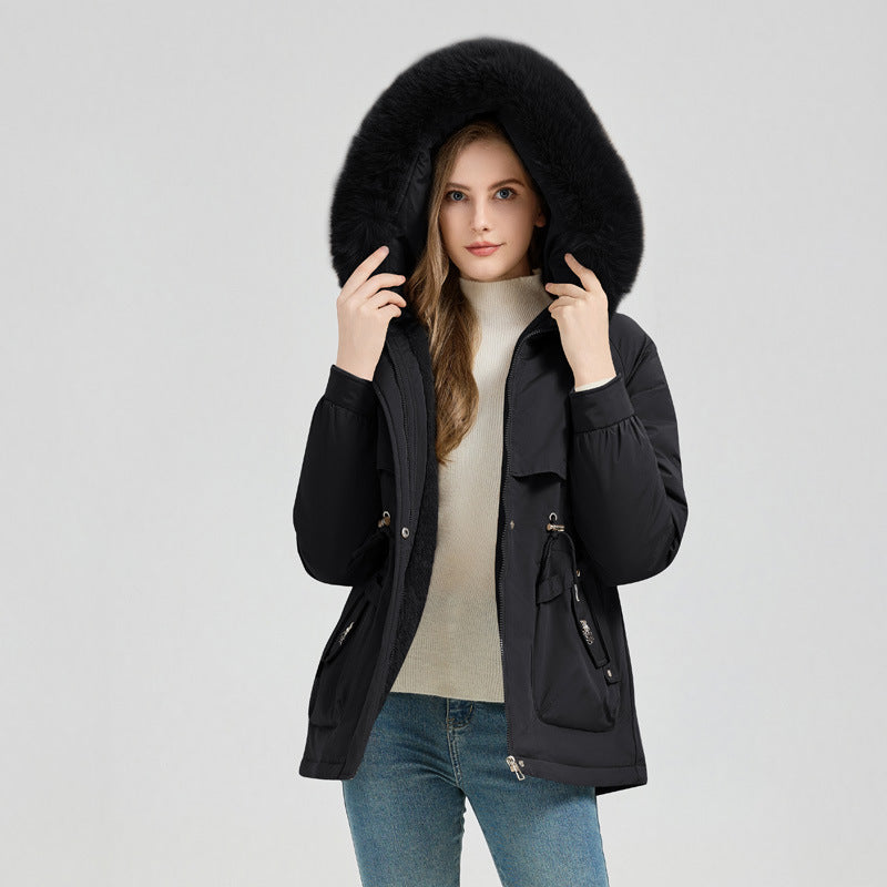 Chaquetón Corto Capucha Grande Pelo Sintético