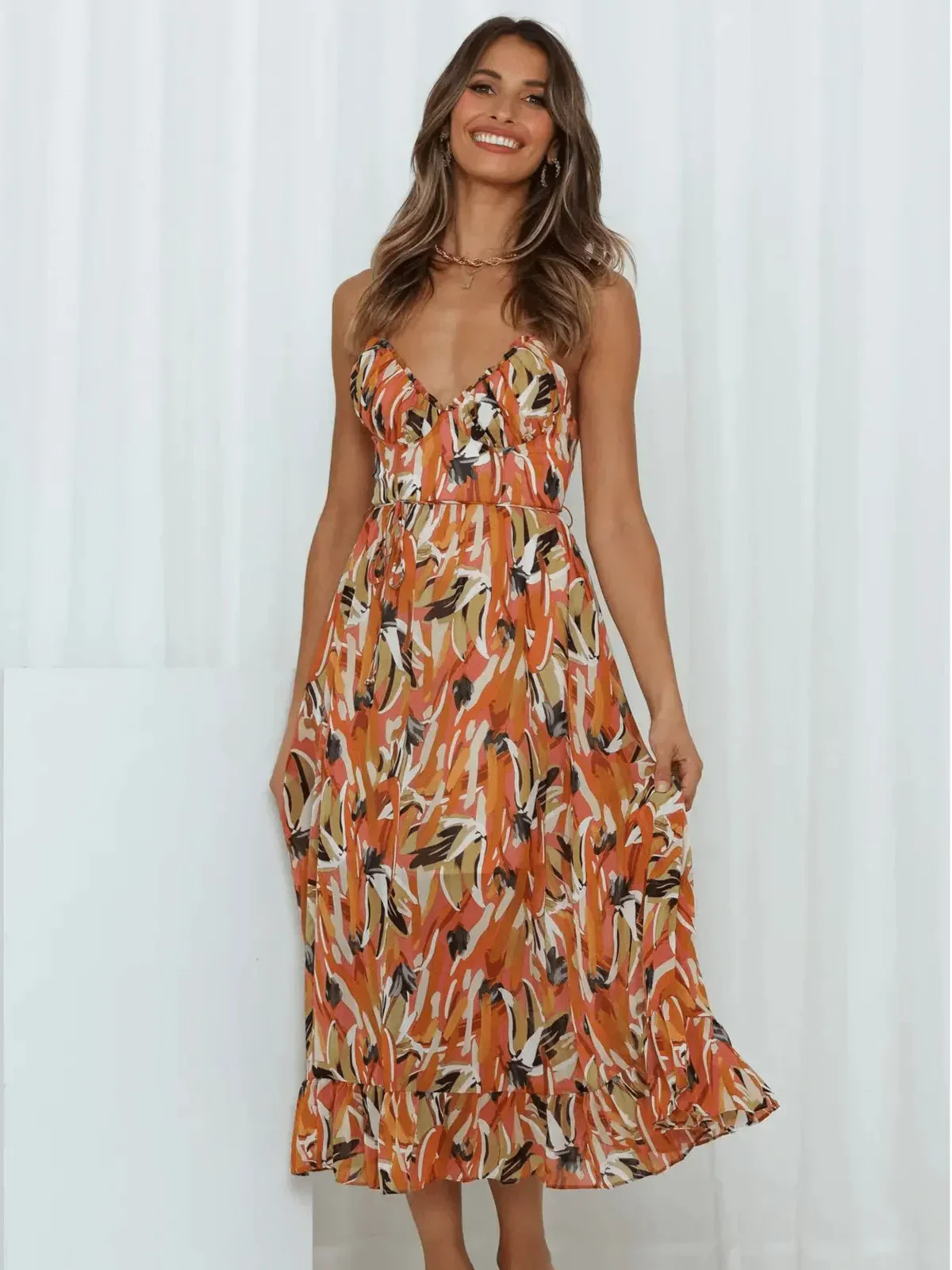 Vestido Midi Estampado Colorido