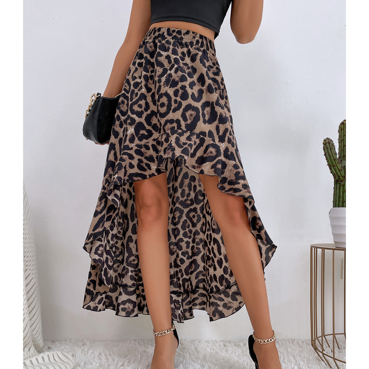 Falda Asimétrica Leopardo Mujer Verano - Vestiria
