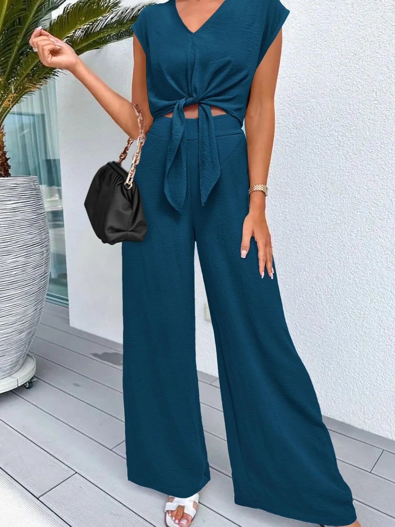 Conjunto Top y Pantalones Amplios Elegante Mujer