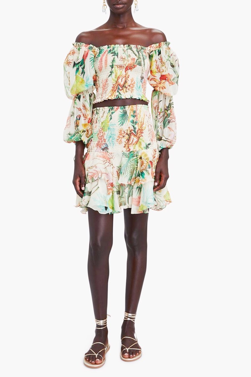 Vestido estampado con volantes florales - Vestiria