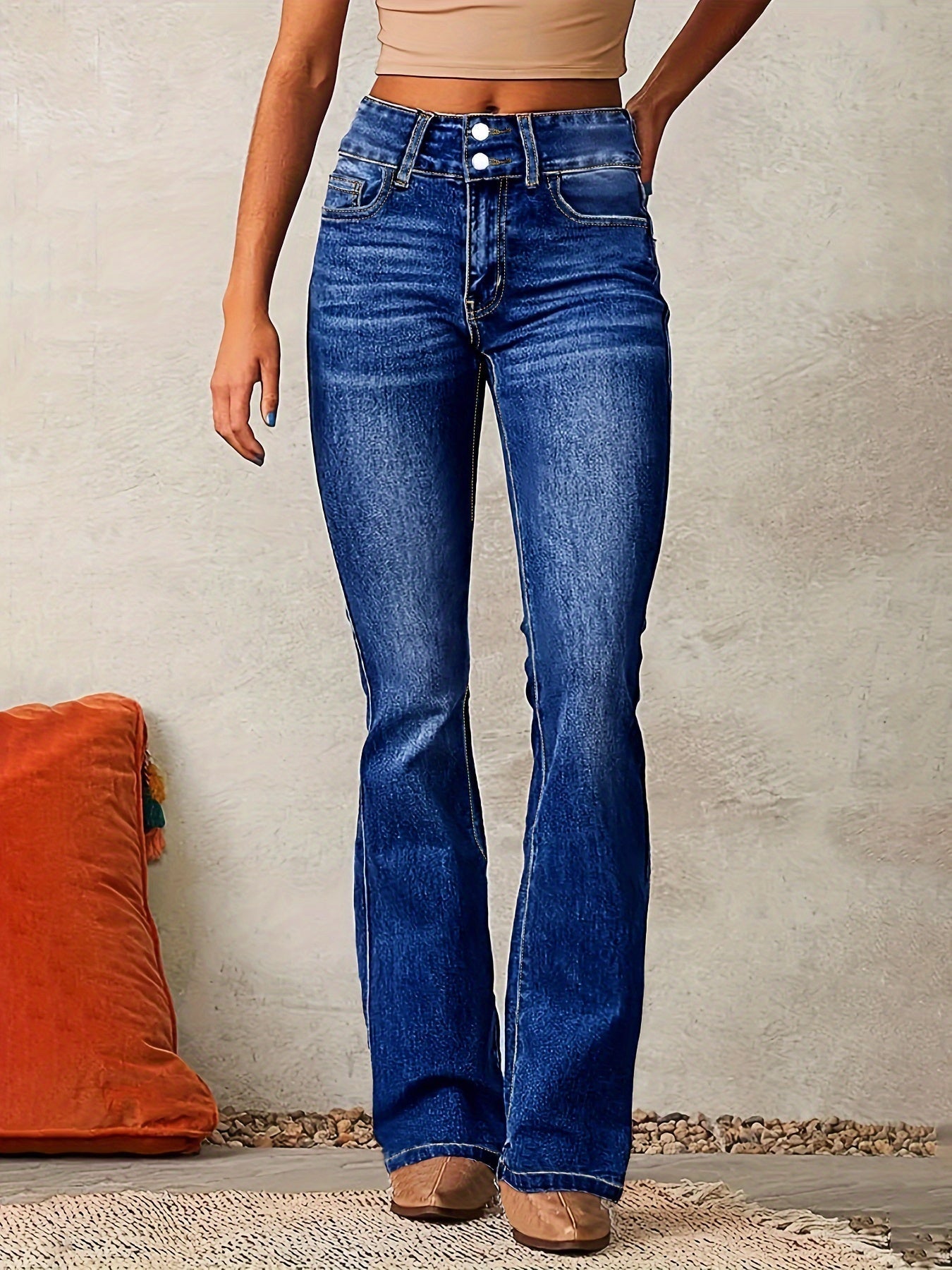 Pantalones Vaqueros Mujer Alto Cintura Anchos