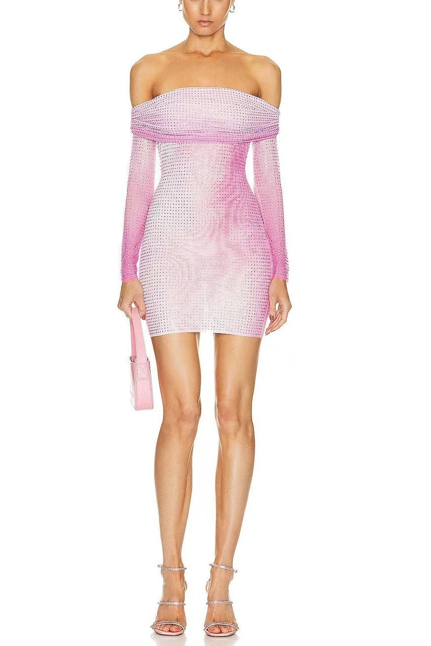 Vestido Corto Estampado con Pedrería Glamouroso - Vestiria