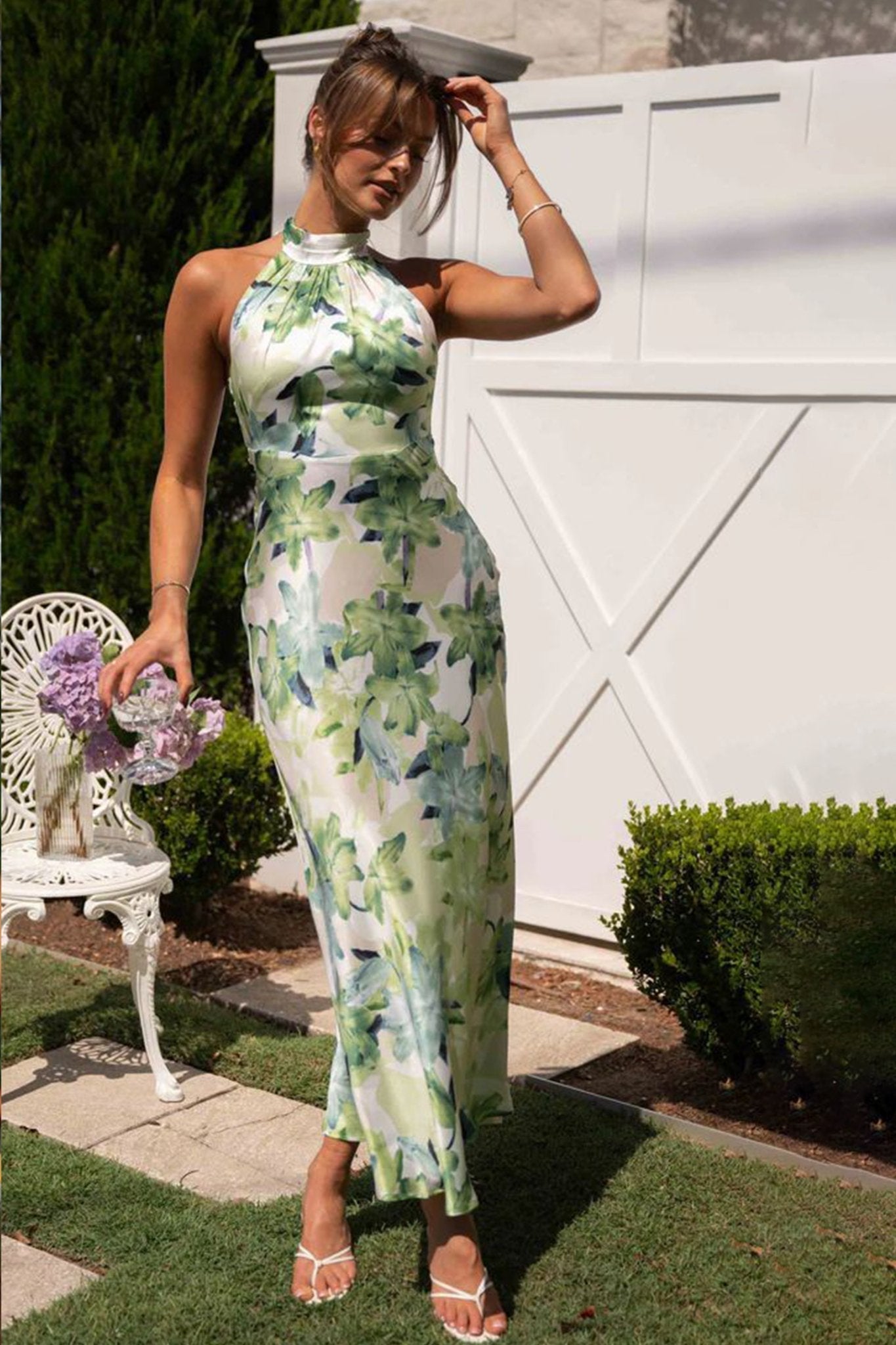 Vestido Midi Estampado Elegante Satín - Vestiria